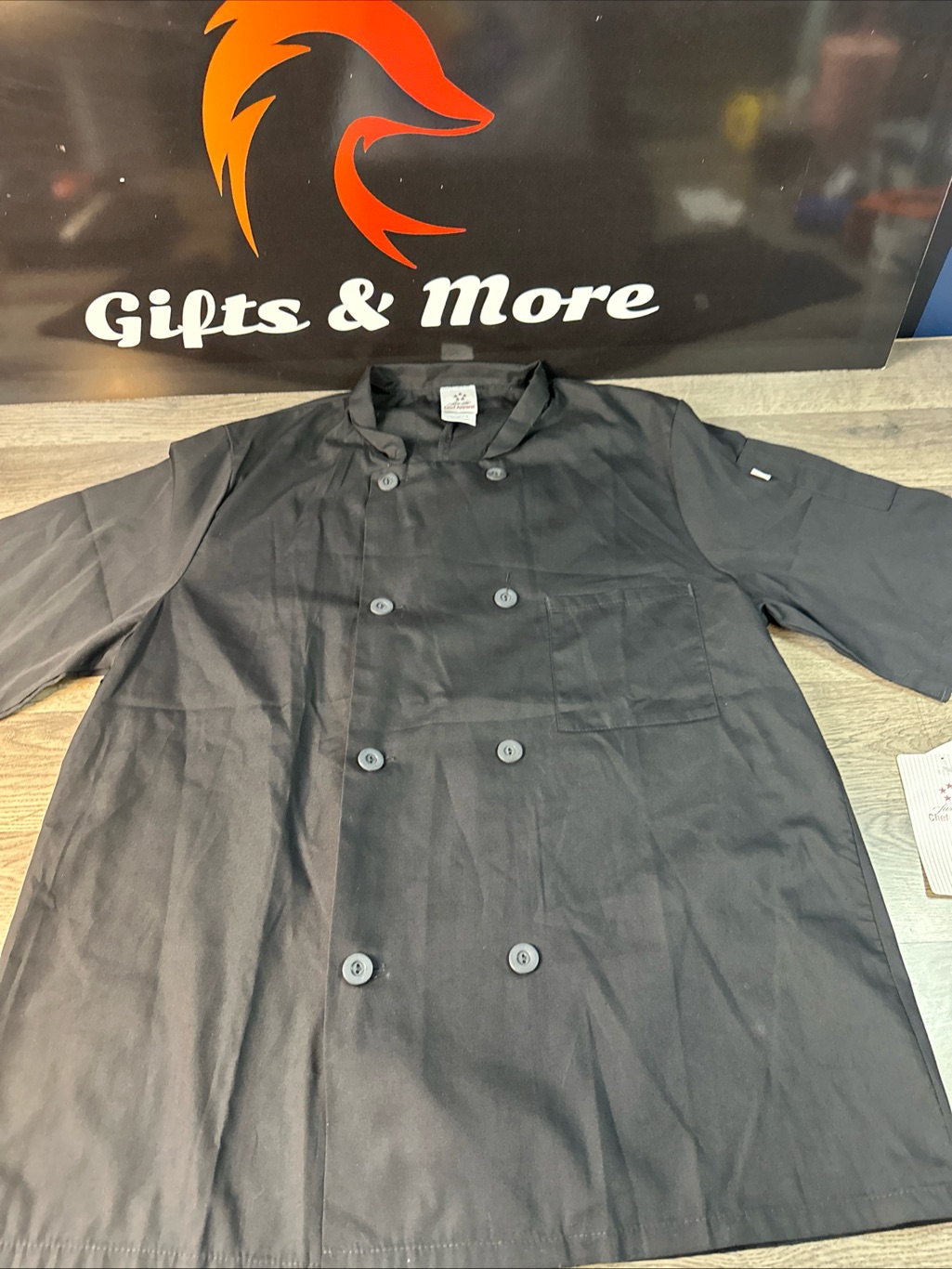 Five Star Chef Apparel Men's Black Double-Breasted Chef Jacket Medium